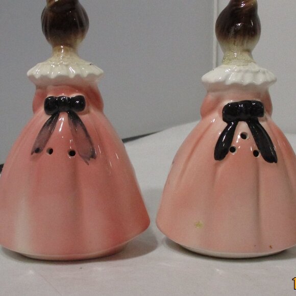 Vintage Enesco Praying Girls Ladies Salt & Pepper Pink Dresses. Give us This Day - Picture 4 of 11